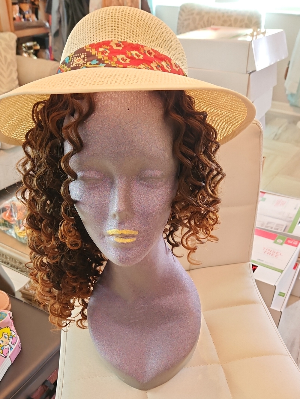 miami Straw Sun Hat with Red Patterned Band
